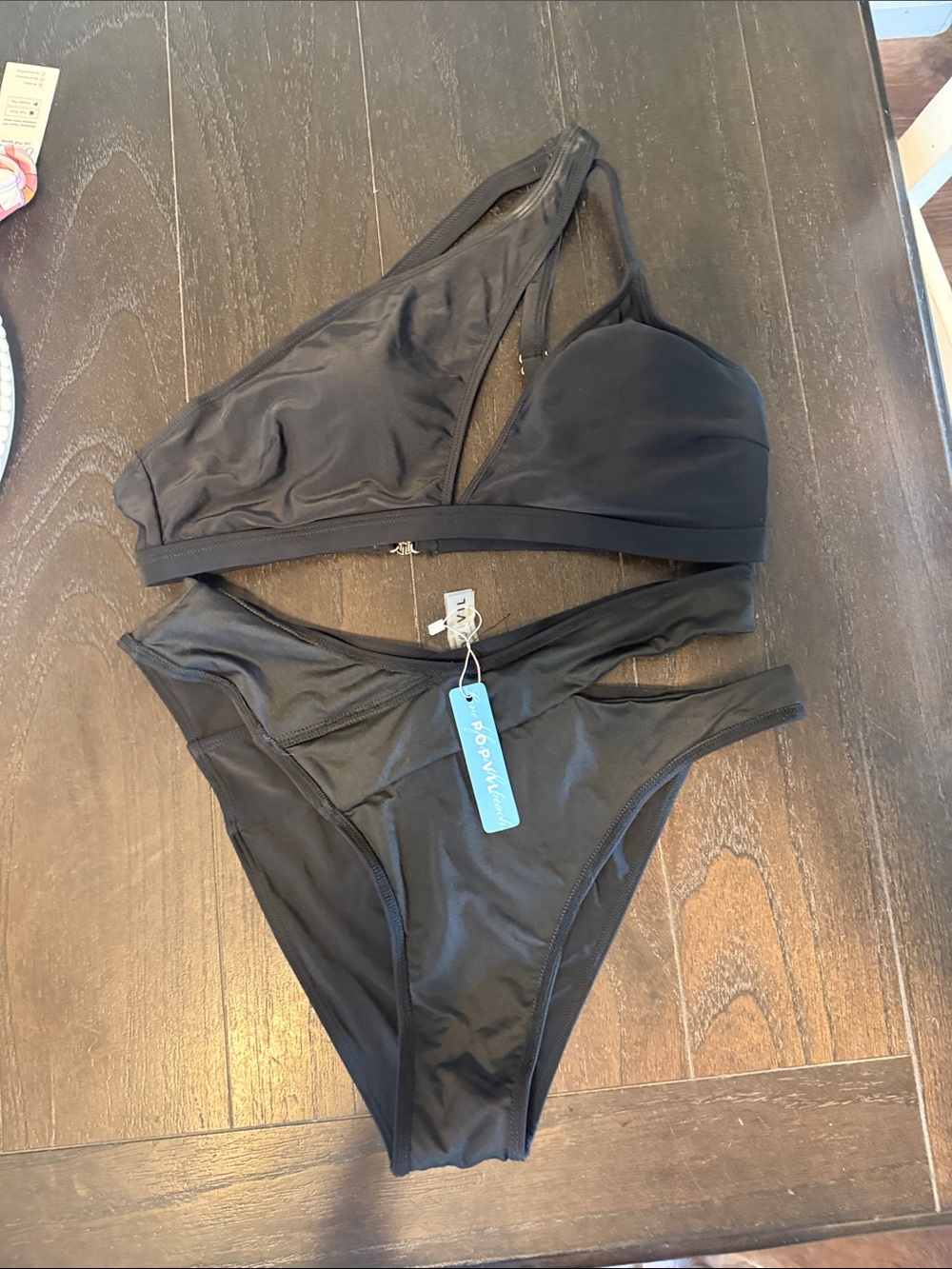 Women's Black One-Shoulder Bikini Set by Popvil